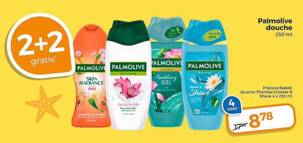 Palmolive douche 250 ml 2+2 gratis