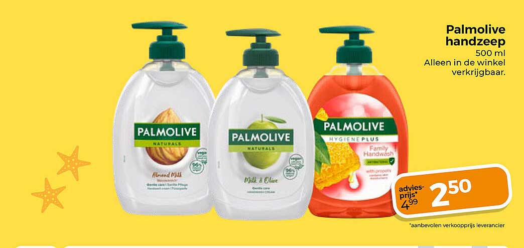 Palmolive handzeep 500 ml Alleen in de winkel verkrijgbaar.
