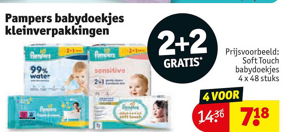 Pampers babydoekjes kleinverpakkingen 2+2 GRATIS*