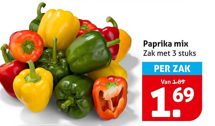 Paprika mix Zak met 3 stuks