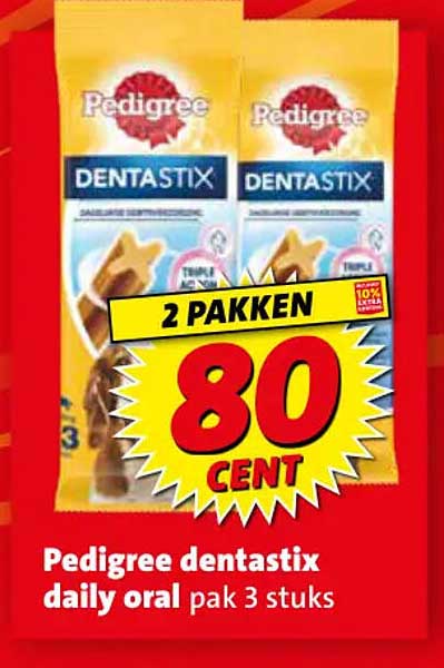 Pedigree dentastix daily oral pak 3 stuks 2 pakken 80 cent