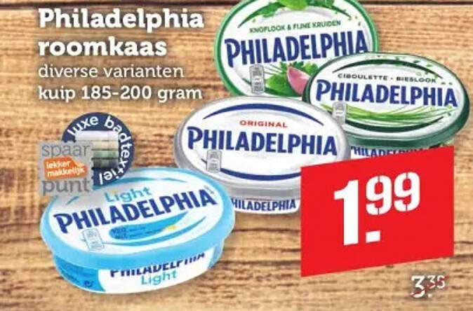 Philadelphia roomkaas diverse varianten kuip 185-200 gram