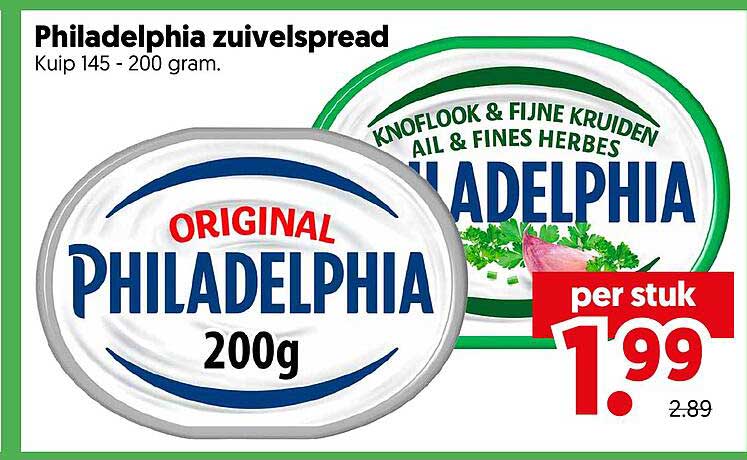 Philadelphia zuivelspread Kuip 145 - 200 gram.