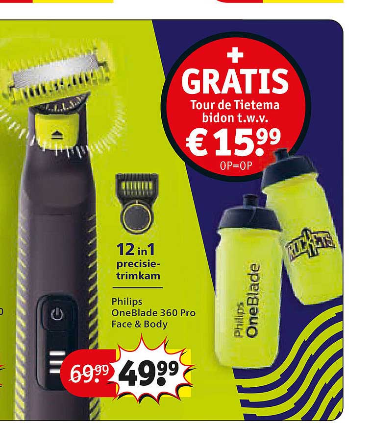 Philips OneBlade 360 Pro Face & Body + GRATIS Tour de Tietema bidon t.w.v. €15,99 OP=OP