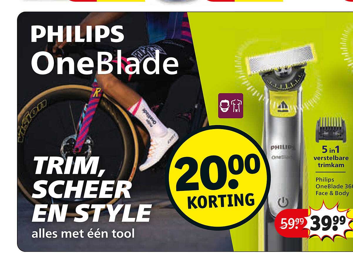 PHILIPS OneBlade TRIM, SCHEER EN STYLE alles met één tool 20% KORTING