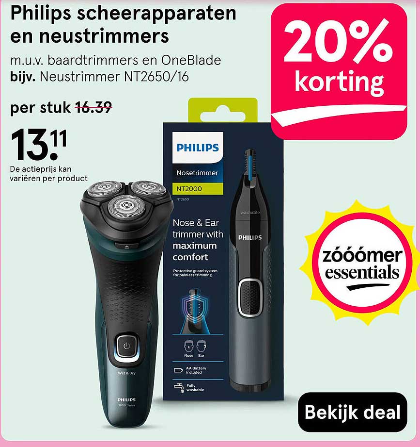 Philips scheerapparaten en neustrimmers 20% korting