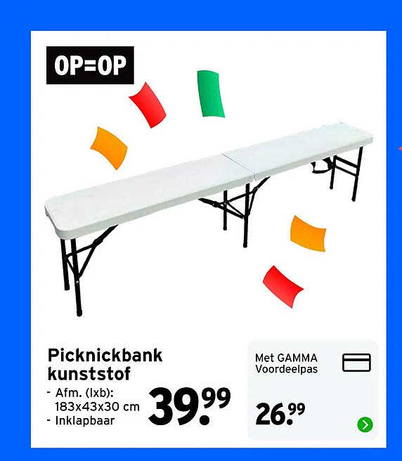 Picknickbank kunststof OP=OP