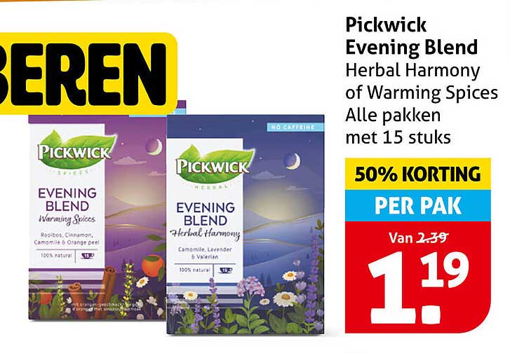 Pickwick Evening Blend Herbal Harmony of Warming Spices Alle pakken met 15 stuks 50% KORTING PER PAK