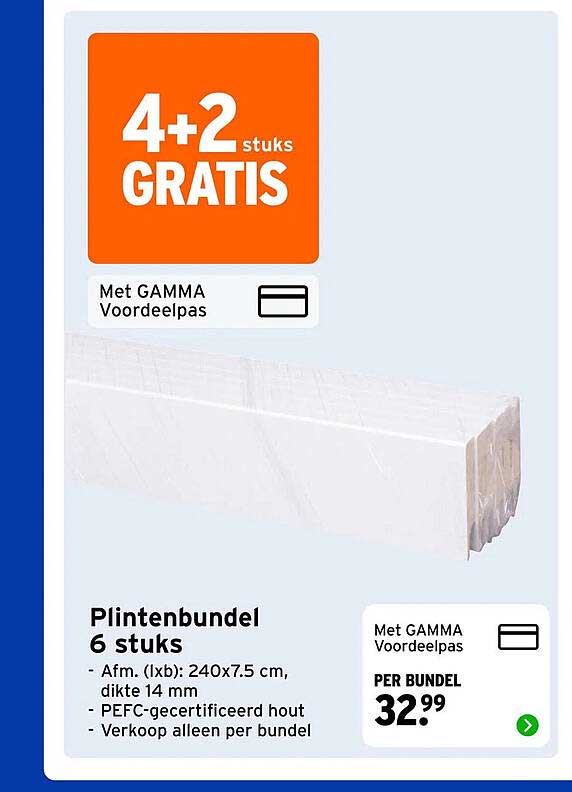 Plintenbundel 6 stuks 4+2 stuks GRATIS