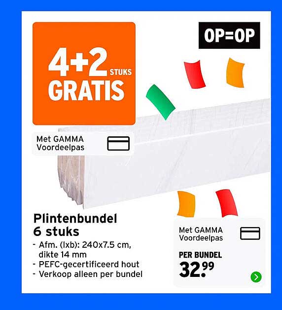 Plintenbundel 6 stuks 4+2 stuks gratis