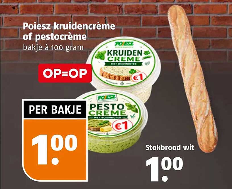 Poiesz kruidencrème of pestocrème bakje à 100 gram OP=OP PER BAKJE