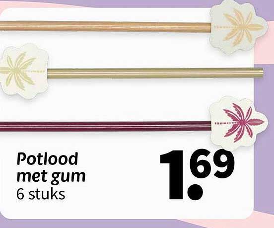 Potlood met gum 6 stuks