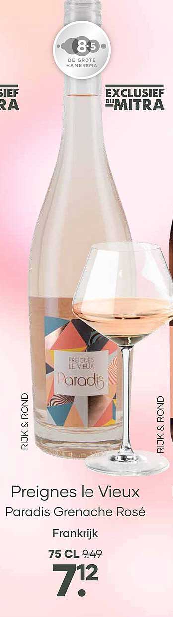 Preganes Ie Vieux Paradis Grenache Rosé Frankrijk 75 CL