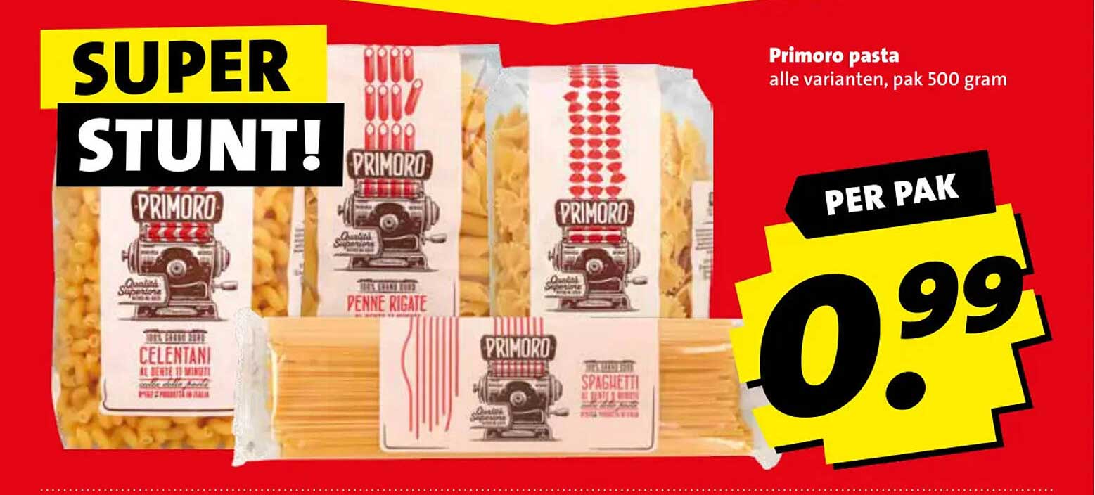 Primoro pasta alle varianten, pak 500 gram PER PAK