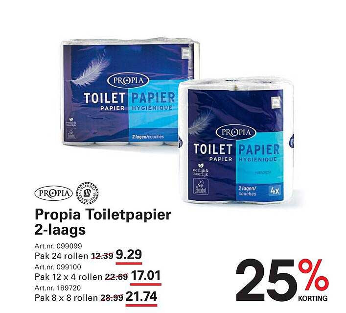 Propia Toiletpapier 2-laags 25% korting