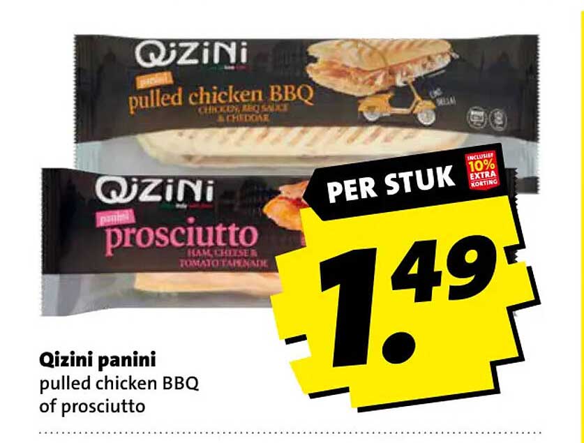 Qizini panini pulled chicken BBQ of prosciutto