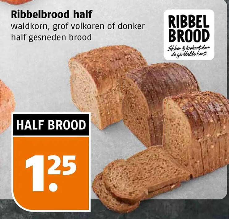 Ribbelbrood half waldkorn, grof volkoren of donker half gesneden brood