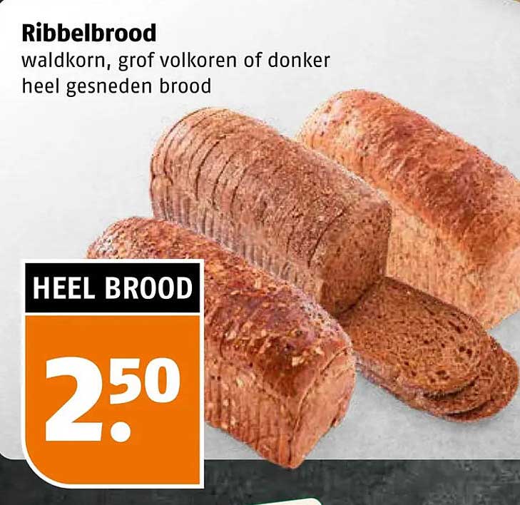 Ribbelbrood waldkorn, grof volkoren of donker heel gesneden brood