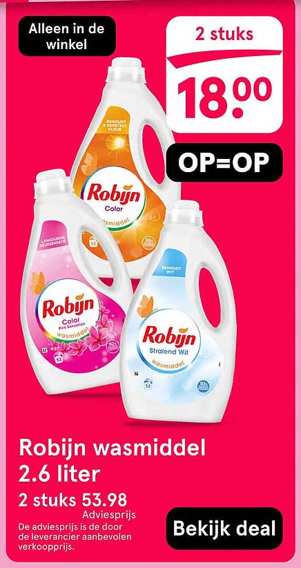 Robijn wasmiddel 2.6 liter 2 stuks 53.98