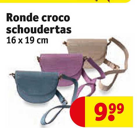 Ronde croco schoudertas 16 x 19 cm
