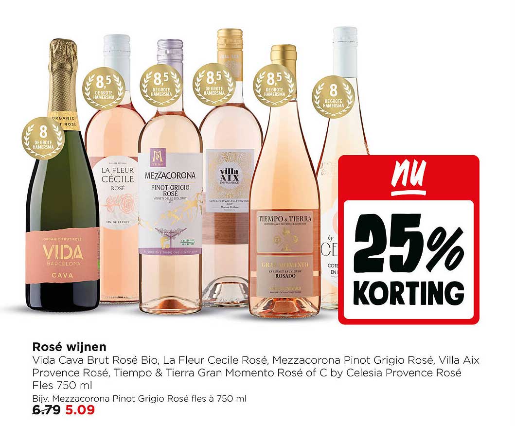 Rosé wijnen 25% korting