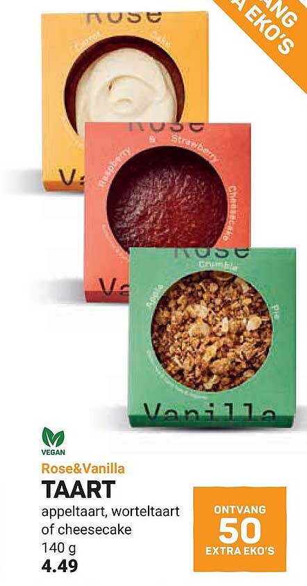 Rose&Vanilla TAART appeltaart, worteltaart of cheesecake 140 g