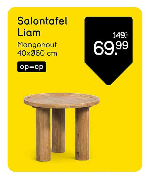 Salontafel Liam Mangohout 40xØ60 cm op=op
