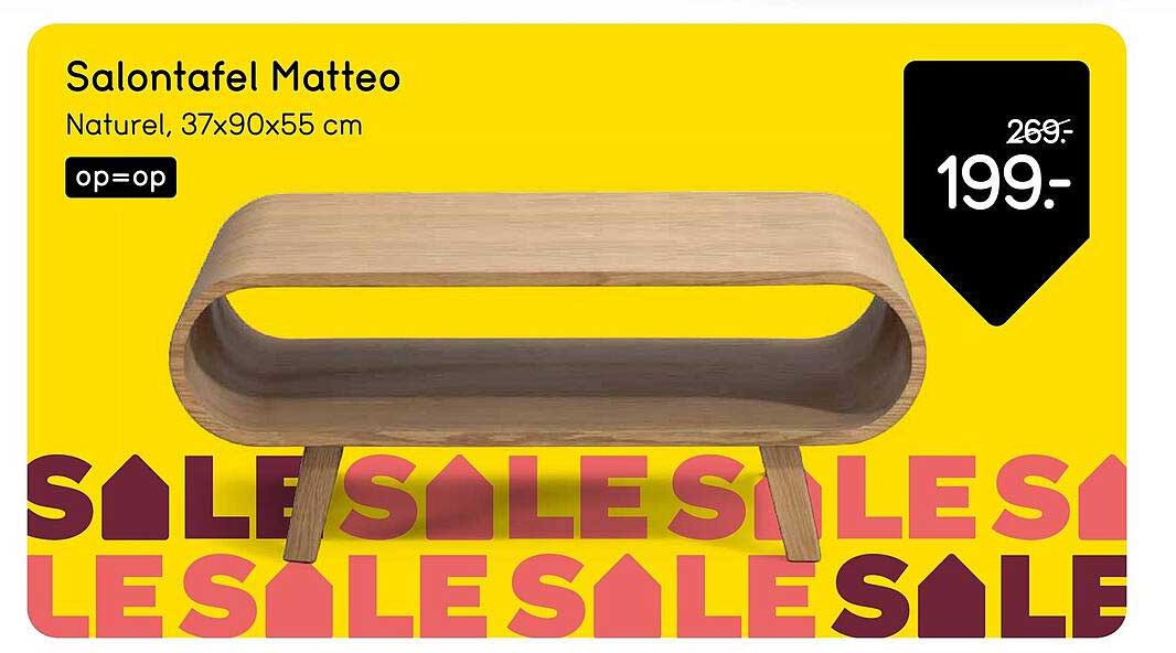 Salontafel Matteo Naturel, 37x90x55 cm op=op