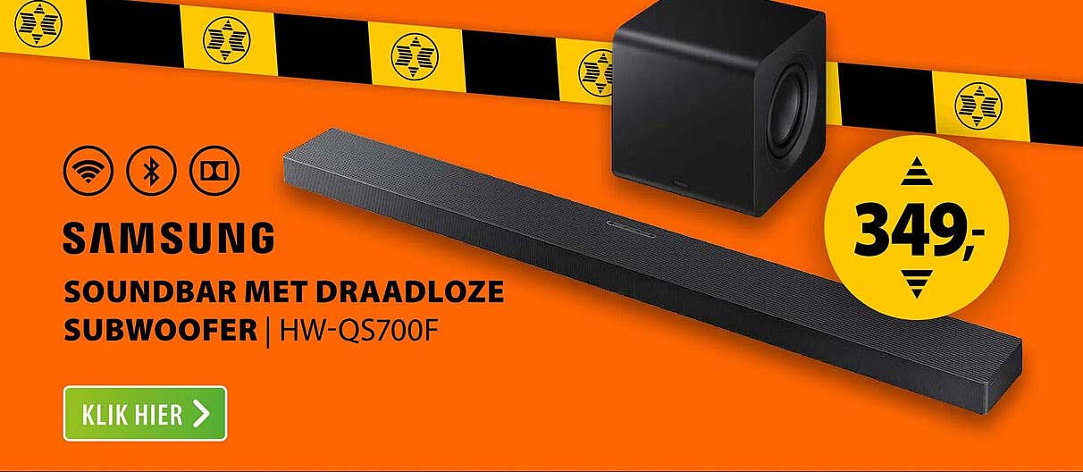 SAMSUNG SOUNDBAR MET DRAADLOZE SUBWOOFER | HW-QS700F