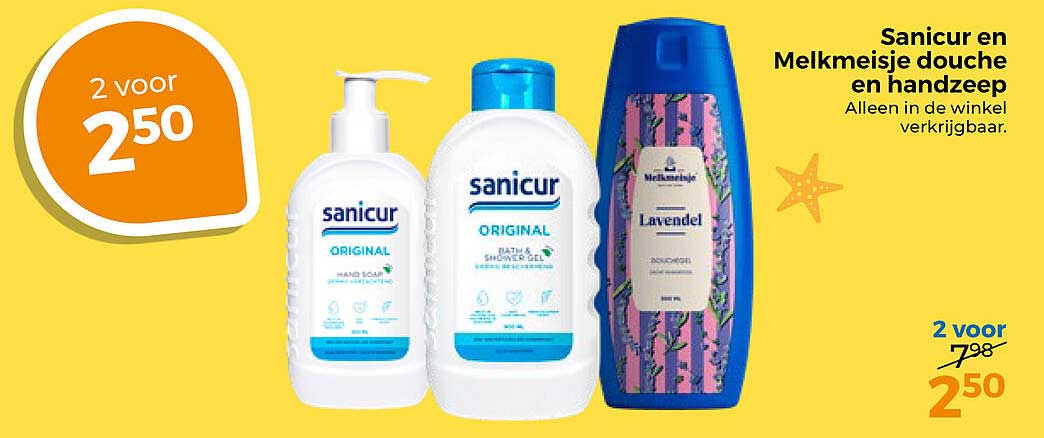 Sanicur en Melkmeisje douche en handzeep