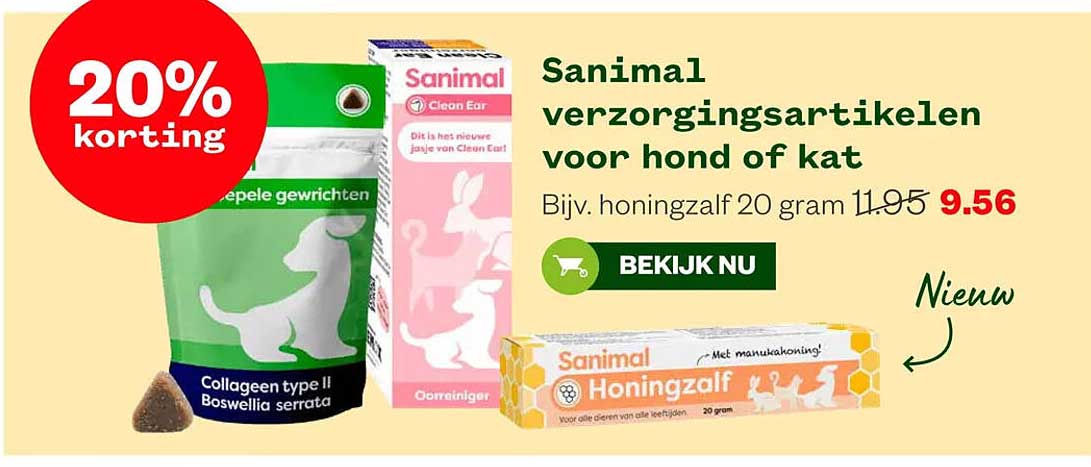 Sanimal verzorgingsartikelen voor hond of kat