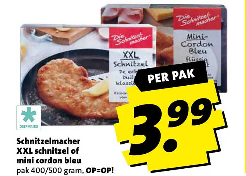 Schnitzelmacher XXL schnitzel of mini cordon bleu pak 400/500 gram, OP=OP! PER PAK