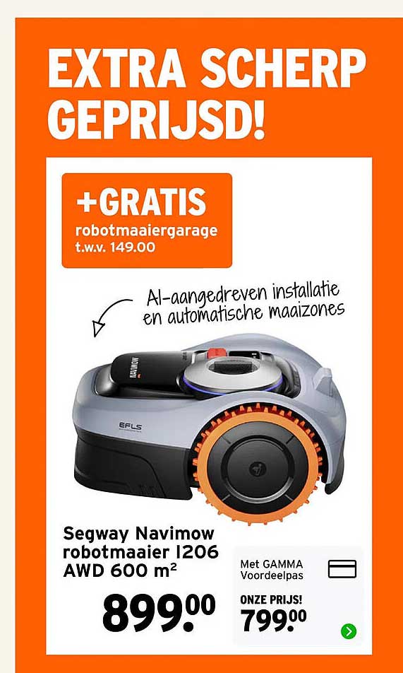 Segway Navimow robotmaaier i206 AWD 600 m² +GRATIS robotmaaiergarage t.w.v. 149.00