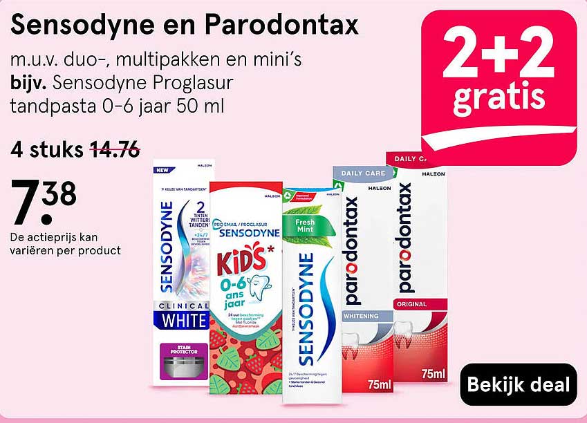 Sensodyne en Parodontax 2+2 gratis