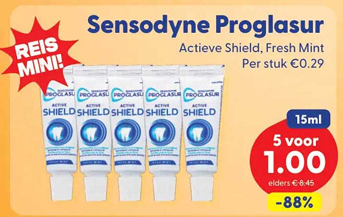 Sensodyne Proglasur Active Shield, Fresh Mint 15ml 5 voor 1.00 -88%