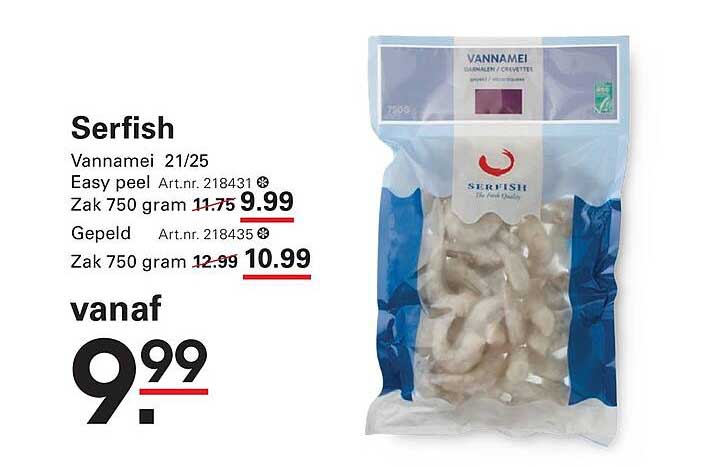 Serfish Vannam eI 21/25 Easy peel Zak 750 gram vanaf 9.99