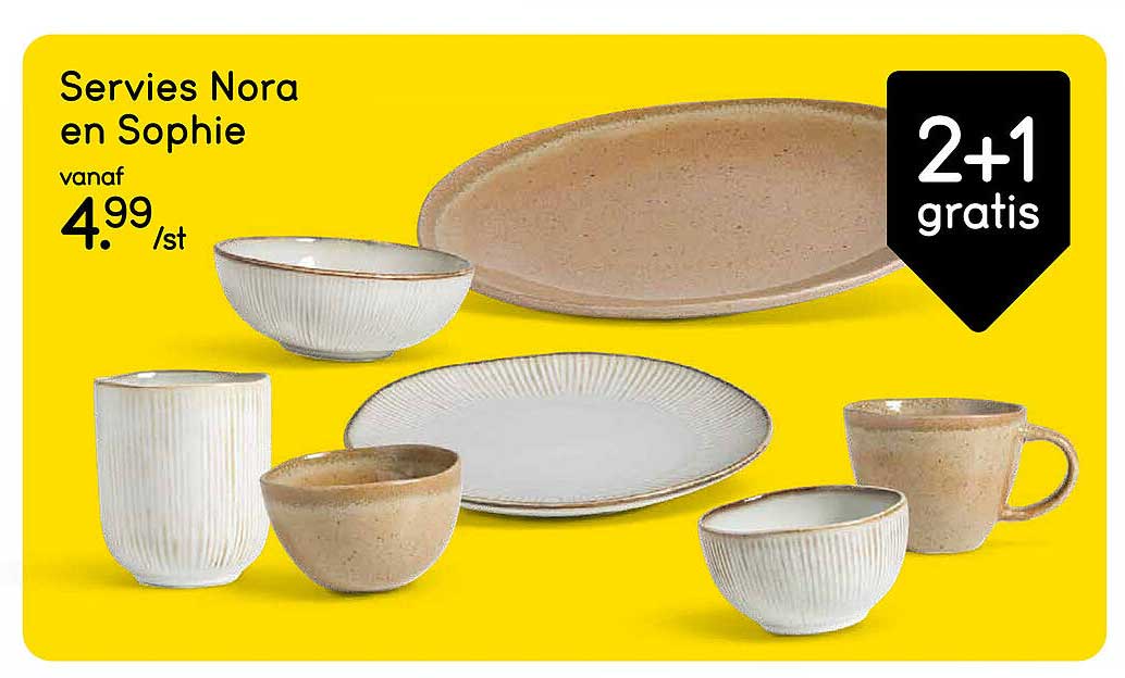 Servies Nora en Sophie 2+1 gratis