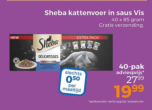 Sheba kattenvoer in saus Vis 40 x 85 gram Gratis verzending.