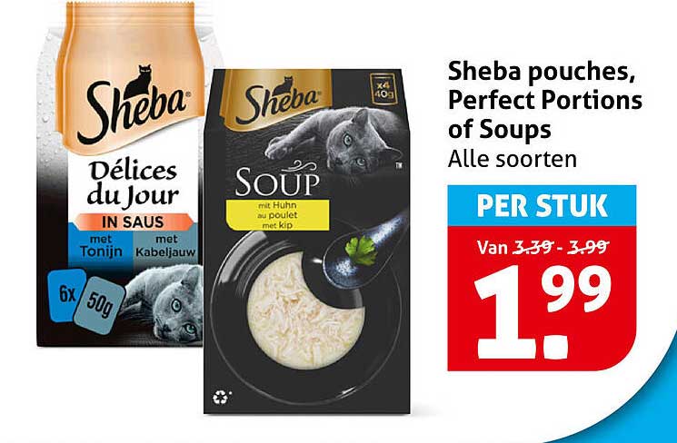 Sheba pouches, Perfect Portions of Soups Alle soorten PER STUK
