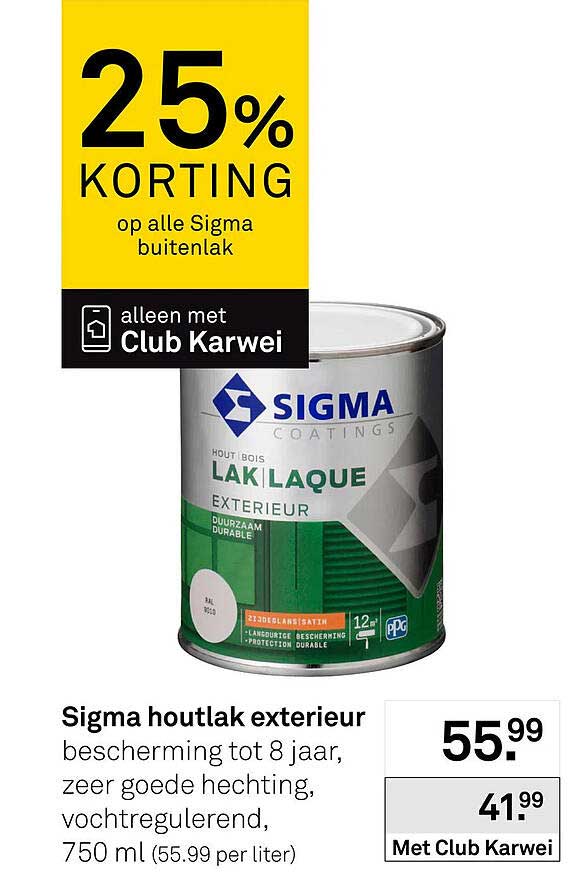 Sigma houtlak exterieur 25% KORTING op alle Sigma buitenlak
