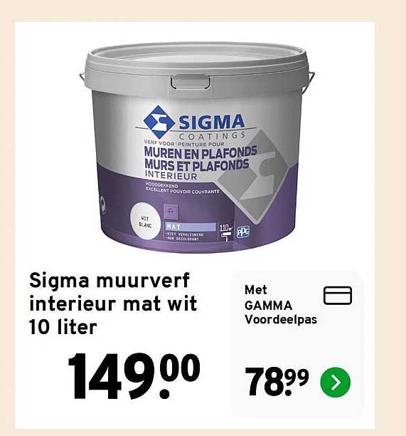 Sigma muurverf interieur mat wit 10 liter