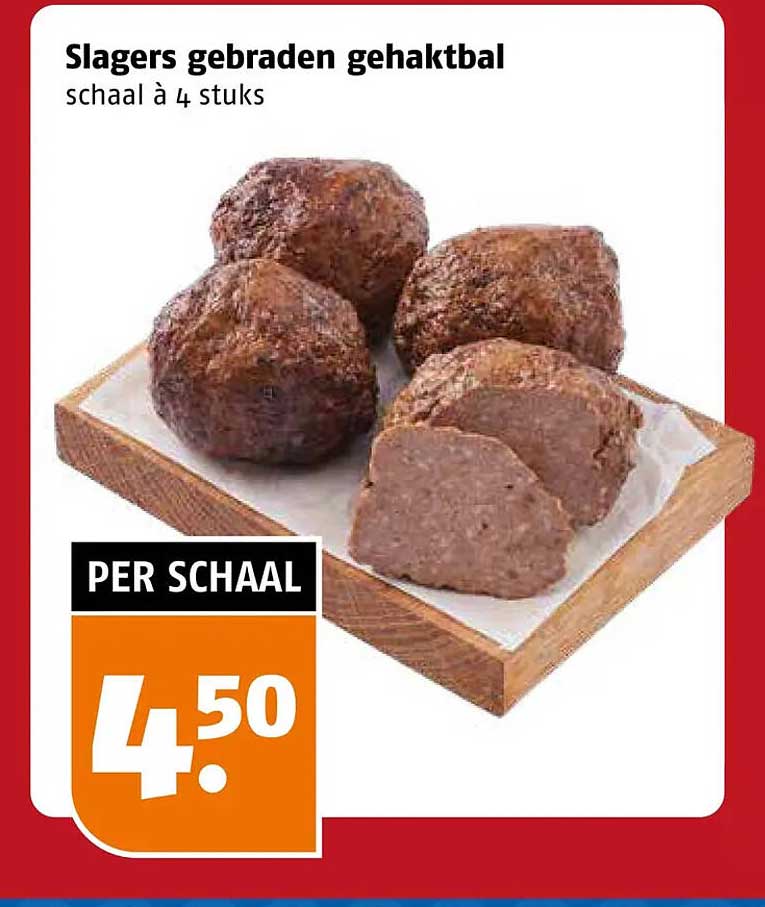Slagers gebraden gehaktbal schaal à 4 stuks