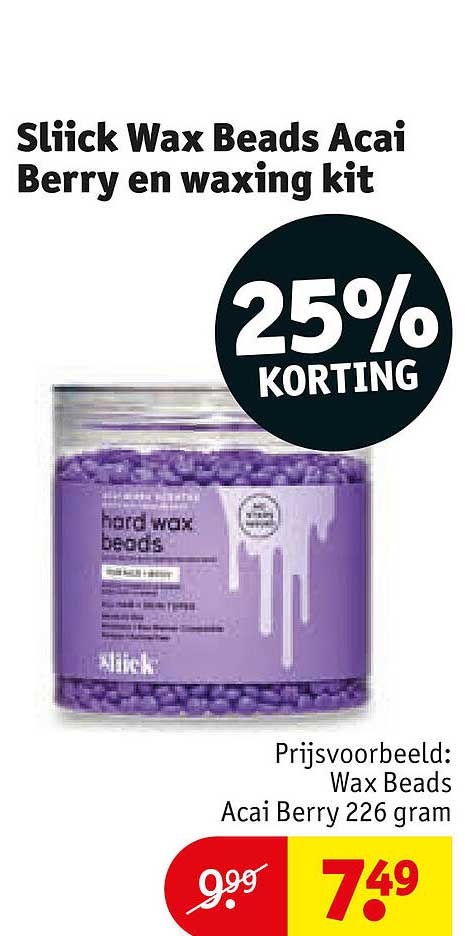 Sliick Wax Beads Acai Berry en waxing kit 25% KORTING
