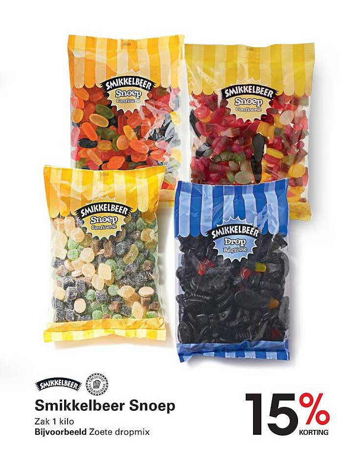 Smikkelbeer Snoep Zak 1 kilo Bijvoorbeeld Zoete dropmix 15% korting