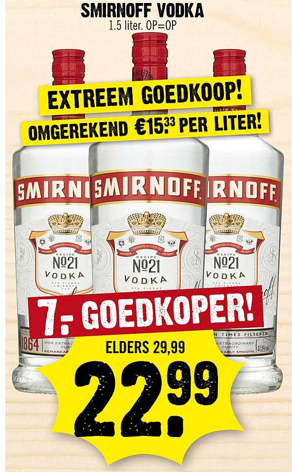 SMIRNOFF VODKA 1.5 liter. OP=OP