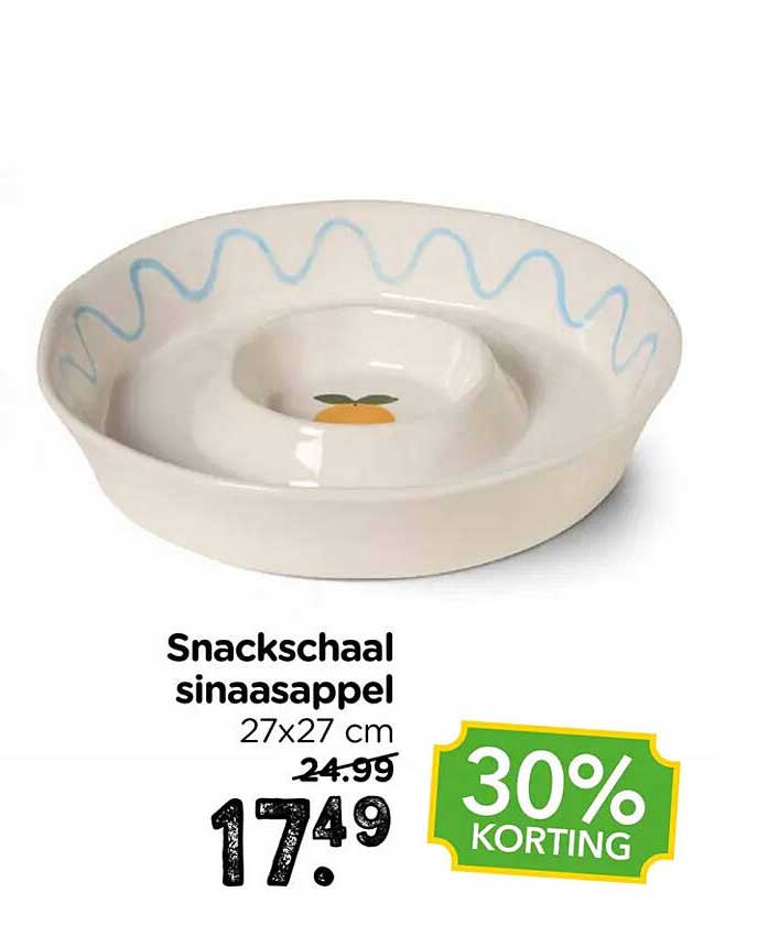 Snackschaal sinaasappel 27x27 cm 30% KORTING