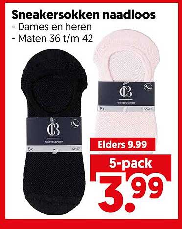 Sneakersokken naadloos - Dames en heren - Maten 36 t/m 42