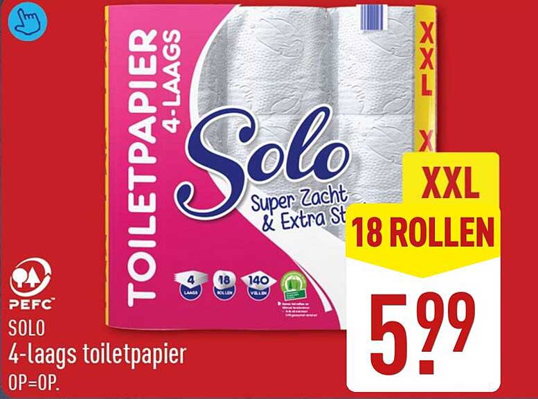 SOLO 4-laags toiletpapier XXL 18 ROLLEN