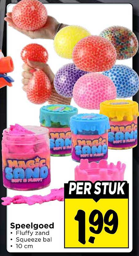 Speelgoed • Fluffy zand • Squeeze bal • 10 cm
