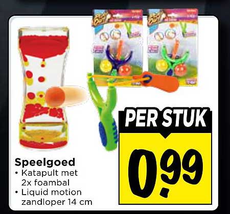 Speelgoed • Katapult met 2x foambal • Liquid motion zandloper 14 cm PER STUK